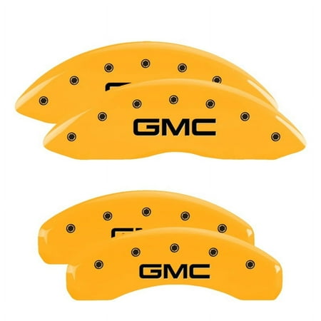 MGP 4 Caliper Covers Engraved Front & Rear GMC Yellow finish black ch Fits select: 2007-2009,2011-2013 GMC ACADIA SLT-2