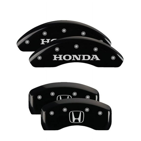 MGP 4 Caliper Covers Engraved Front & Rear Honda Black finish silver ch Fits select: 2002 HONDA ACCORD SE, 1998-2001 HONDA ACCORD EX