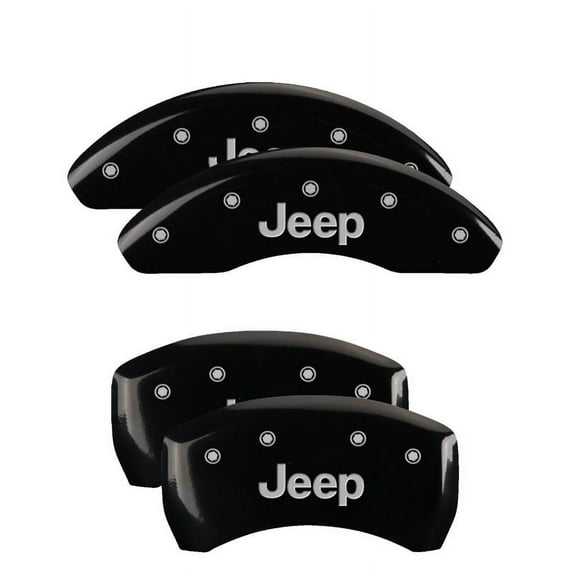 MGP 4 Caliper Covers Engraved Front & Rear JEEP Black finish silver ch Fits select: 2015-2017 JEEP WRANGLER UNLIMITED SPORT, 2012 JEEP LIBERTY SPORT