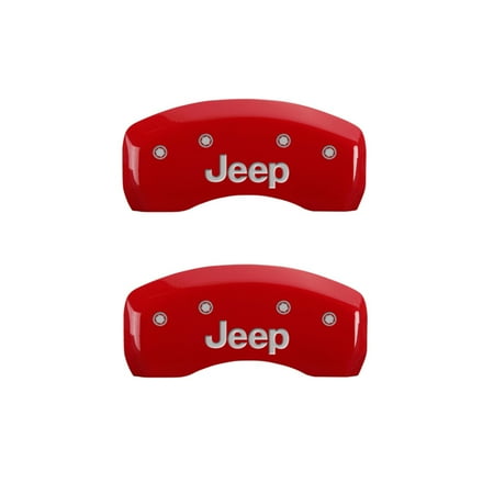 MGP 4 Caliper Covers Engraved Front & Rear JEEP Red finish silver ch Fits select: 2014-2016 JEEP PATRIOT SPORT, 2016 JEEP COMPASS LATITUDE
