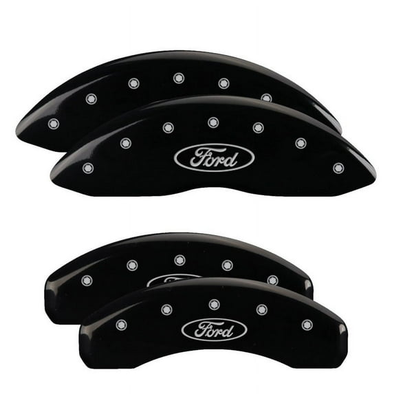 MGP 4 Caliper Covers Engraved Front & Rear MGP Black finish silver ch Fits select: 2005-2007 FORD F250 SUPER DUTY, 2006-2007 FORD F350 SRW SUPER DUTY