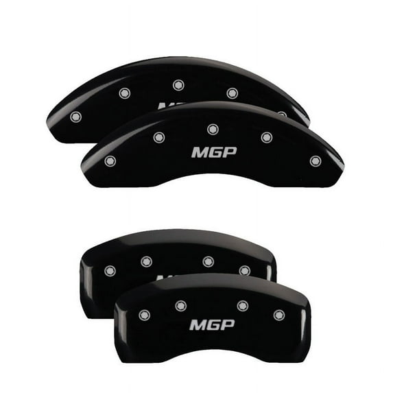 MGP 4 Caliper Covers Engraved Front & Rear MGP Black finish silver ch Fits select: 2009 MITSUBISHI GALANT ES, 2006-2009 MITSUBISHI ECLIPSE GS