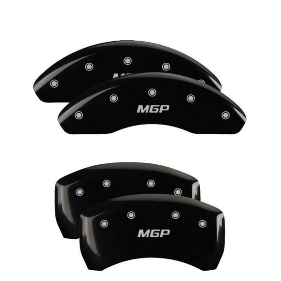 MGP 4 Caliper Covers Engraved Front & Rear MGP Black finish silver ch Fits select: 2013-2018 BMW X5 XDRIVE35I, 2015-2018 BMW X6 XDRIVE35I