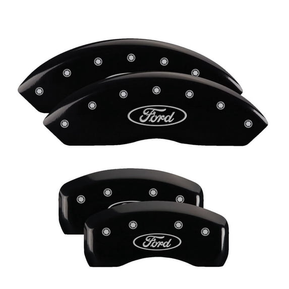 MGP 4 Caliper Covers Engraved Front & Rear MGP Black finish silver ch Fits select: 2013-2018 FORD TAURUS SHO