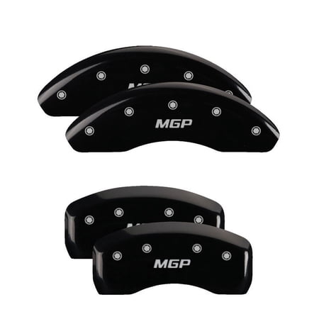 MGP 4 Caliper Covers Engraved Front & Rear MGP Black finish silver ch Fits select: 2014-2016 CHEVROLET SONIC LTZ, 2013 CHEVROLET SONIC RS