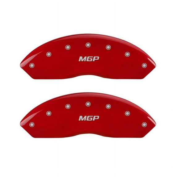 MGP 4 Caliper Covers Engraved Front & Rear MGP Red finish silver ch Fits select: 1999-2003 FORD F150 SVT LIGHTNING, 2004 FORD F-150 HERITAGE SVT LIGHTNING