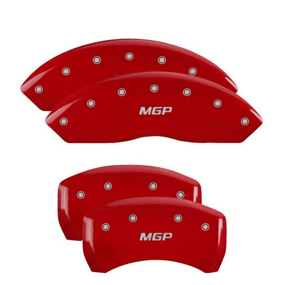 MGP 4 Caliper Covers Engraved Front & Rear MGP Red finish silver ch Fits select: 2005-2008 BMW X3 3.0I, 2006 BMW 330 I