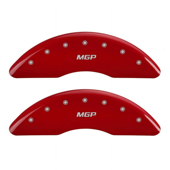 MGP 4 Caliper Covers Engraved Front & Rear MGP Red finish silver ch Fits select: 2011-2013 TOYOTA HIGHLANDER LIMITED, 2008 TOYOTA HIGHLANDER MEDIUM