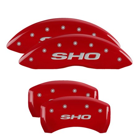 MGP 4 Caliper Covers Engraved Front & Rear MGP Red finish silver ch Fits select: 2013-2014 FORD C-MAX PREMIUM, 2017-2018 FORD C-MAX SE