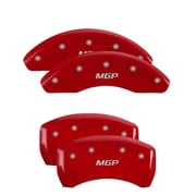 MGP 4 Caliper Covers Engraved Front & Rear MGP Red finish silver ch Fits select 2013-2017 LAND ROVER RANGE ROVER SPORT HSE, 2013-2017 LAND ROVER RANGE ROVER HSE