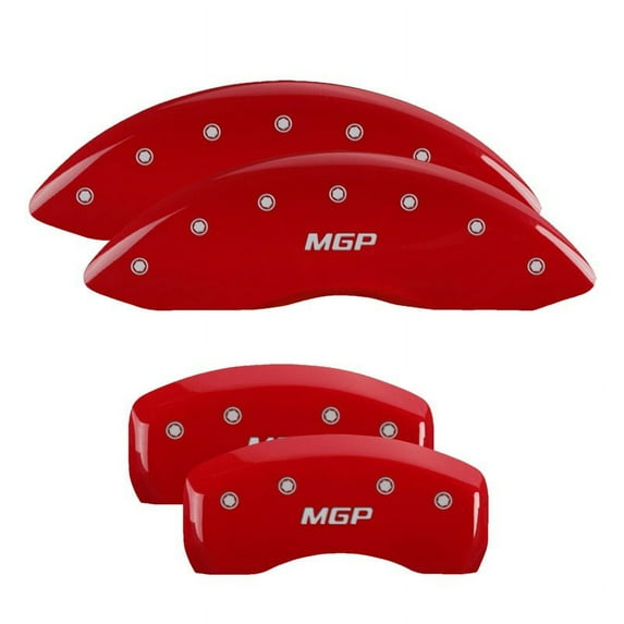 MGP 4 Caliper Covers Engraved Front & Rear MGP Red finish silver ch Fits select: 2014-2015 INFINITI Q50 BASE/PREMIUM/SPORT, 2018 INFINITI Q50 LUXE/SPORT
