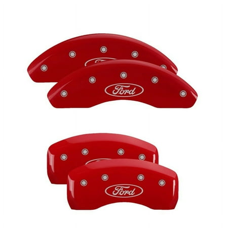 MGP 4 Caliper Covers Engraved Front & Rear MGP Red finish silver ch Fits select: 2015-2017 FORD TRANSIT T-250
