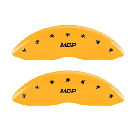 MGP 4 Caliper Covers Engraved Front & Rear MGP Yellow finish black ch Fits select: 2014-2015 CHEVROLET SS