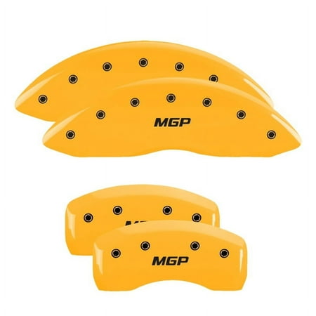 MGP 4 Caliper Covers Engraved Front & Rear MGP Yellow finish black ch Fits select: 2015-2018 FORD EDGE SEL