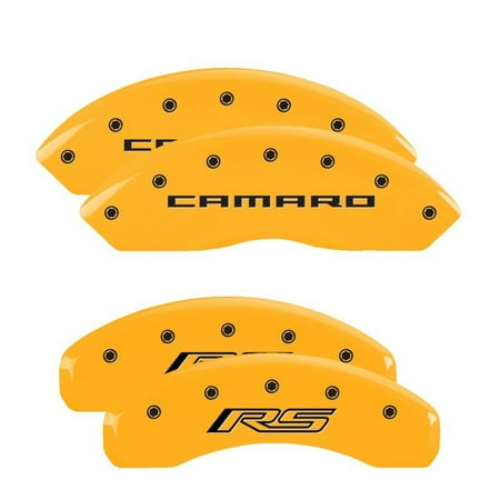 MGP 4 Caliper Covers Engraved Front & Rear MGP Yellow finish black ch Fits select: 2016-2017 AUDI Q5 PREMIUM PLUS S-LINE, 2015 AUDI Q5 PREMIUM PLUS