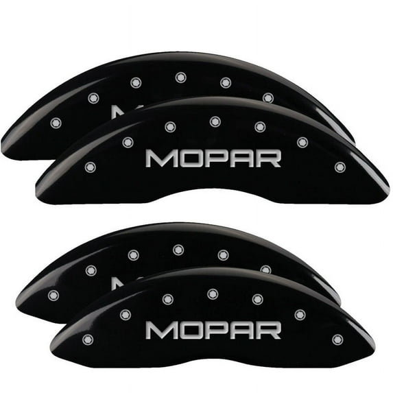 MGP 4 Caliper Covers Engraved Front & Rear MOPAR Black finish silver ch Fits select: 2016-2018 RAM 2500 ST, 2012 DODGE RAM 2500 SLT