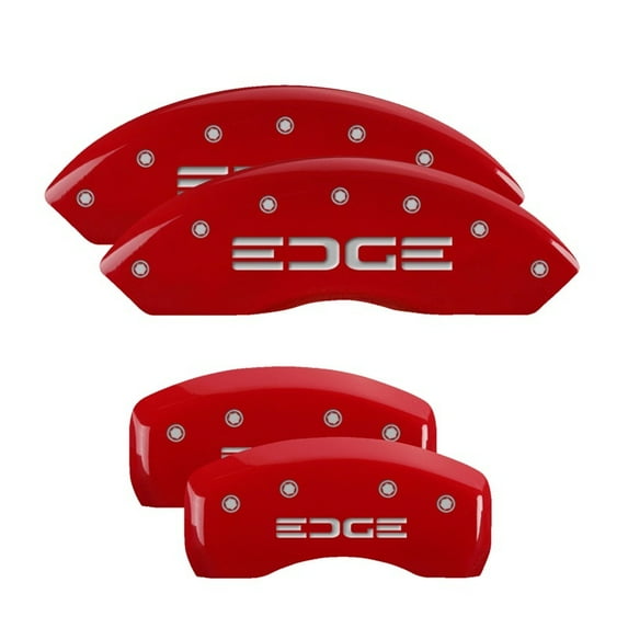 MGP 4 Caliper Covers Engraved Front & Rear Oval logo/Ford Red finish silver ch Fits select: 2006-2010 FORD EXPLORER XLT, 2007-2010 FORD EXPLORER SPORT TRAC XLT