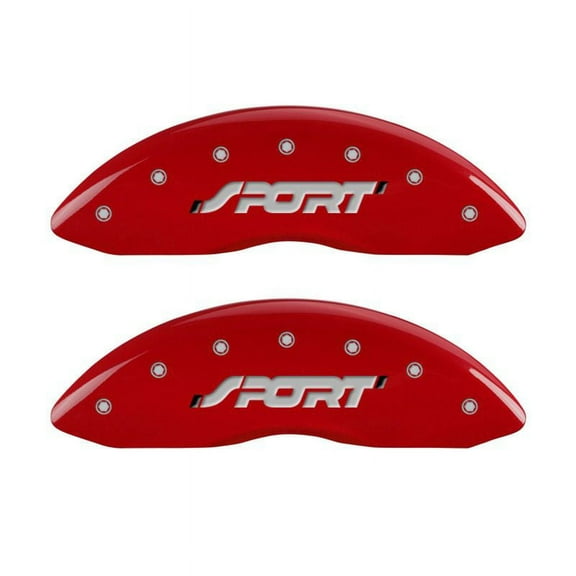 MGP 4 Caliper Covers Engraved Front & Rear SPORT Red finish silver ch Fits select: 2011-2019 FORD EXPLORER XLT