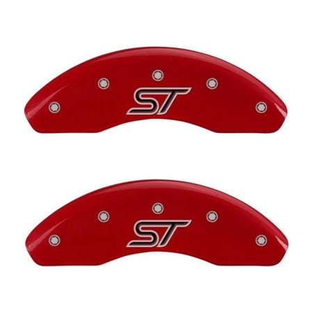 MGP 4 Caliper Covers Engraved Front & Rear ST Red finish silver ch Fits select: 2014-2017 FORD FIESTA ST