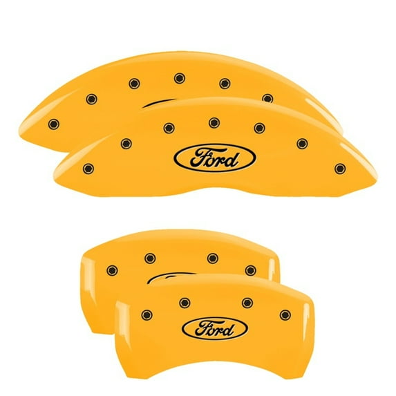 MGP 4 Caliper Covers Engraved Front & Rear ST Yellow finish black ch Fits select: 2013-2018 FORD FOCUS ST