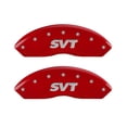 thumbnail image 1 of MGP 4 Caliper Covers Engraved Front & Rear SVT Red finish silver ch Fits select: 2003 FORD MUSTANG COBRA SVT, 1997 FORD MUSTANG COBRA, 1 of 1