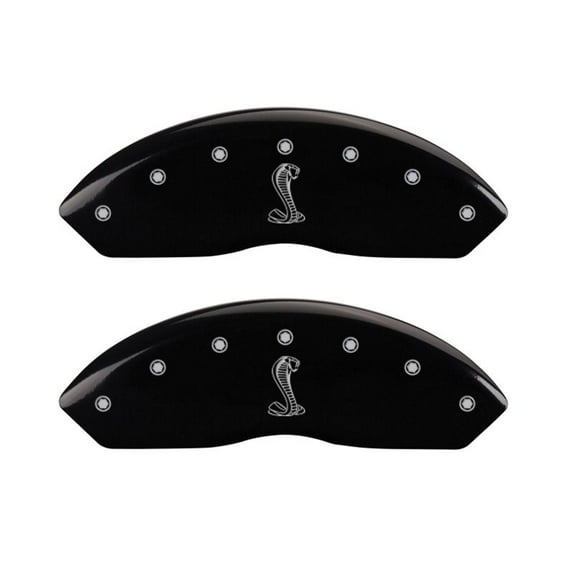 MGP 4 Caliper Covers Engraved Front & Rear Tiffany Snake Black finish silver ch Fits select: 2005-2009 FORD MUSTANG
