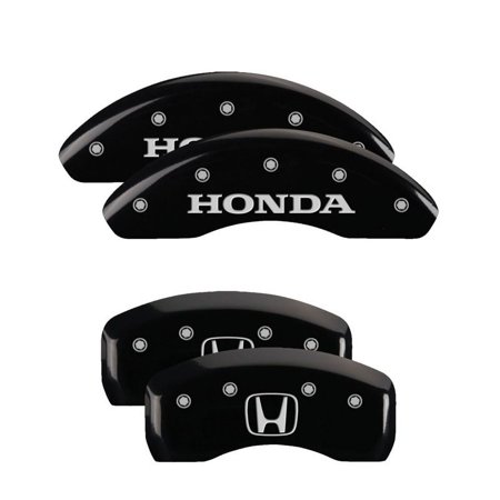 MGP 4 Caliper Covers Engraved Front & Rear Vtech Black finish silver ch Fits select: 2004-2005 HONDA CIVIC SI