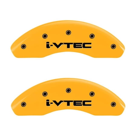 MGP 4 Caliper Covers Engraved Front & Rear i-Vtec Yellow finish black ch Fits select: 2008-2012 HONDA ACCORD EXL