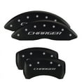thumbnail image 1 of MGP 4 Caliper Covers Engraved Front & Rear With stripes/Dodge Black finish silver ch Fits select: 2013-2015 DODGE CHARGER SE, 2016-2019 DODGE CHARGER SXT, 1 of 6