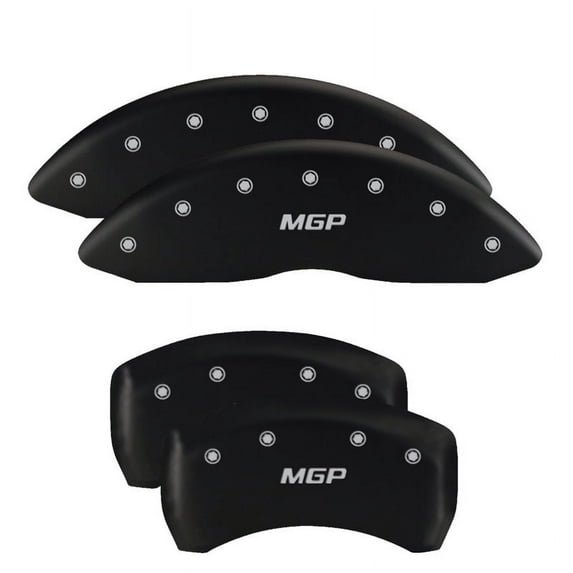 MGP 4 Caliper Covers Engraved Front & Rear With out stripes/Dodge Black finish silver ch Fits select: 2016-2019 DODGE CHARGER SXT, 2012-2019 DODGE CHALLENGER SXT