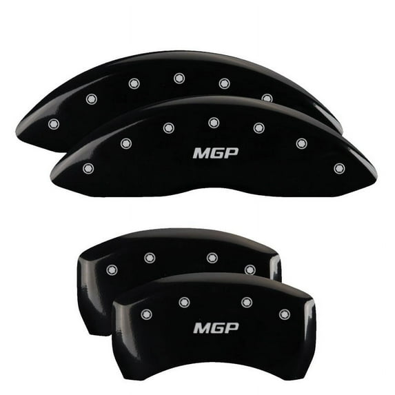 MGP 4 Caliper Covers Engraved Front & Rear With stripes/Dodge Yellow finish black ch Fits select: 2016-2019 DODGE CHARGER SXT, 2012-2019 DODGE CHALLENGER SXT