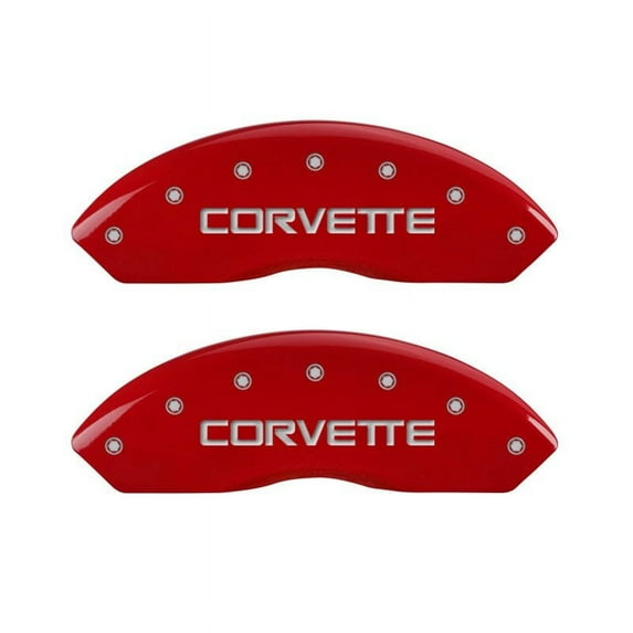 MGP 4 Caliper Covers Gloss Red Engraved with Corvette C4 (Full Kit 4 Pieces) Fits select: 1988-1996 CHEVROLET CORVETTE