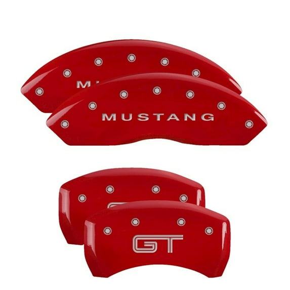 MGP Caliper Covers 10197SMG2RD Mustang Front/GT Rear Red Powder Coat Set of 4 Fits select: 2005-2009 FORD MUSTANG
