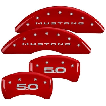 MGP 4 Caliper Covers Engraved Front 2015/Mustang Engraved Rear 2015/50 Red finish silver