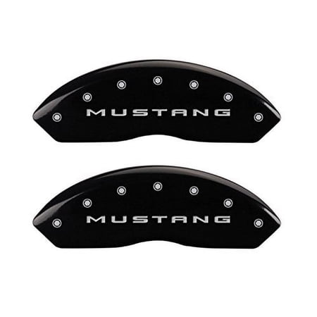 MGP Caliper Covers 10202SMB2BK Black Powder Coat Finish Engraved Front Mustang Rear Bar and Pony Caliper Cover