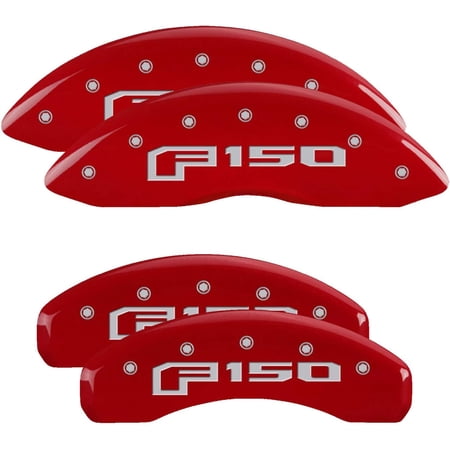 MGP Caliper Covers 10219SF16RD Red Brake Covers for Ford F-150 2012-2020 (Mechanical Parking Brake) Engraved with F-150 (Front/Rear Covers; Set of 4)