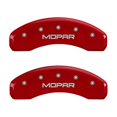 thumbnail image 1 of MGP Caliper Covers 12193SMOPRD Red Powder Coat Finish Front and Rear Caliper Cover,  (MOPAR Silver Characters, Engraved), 1 of 2