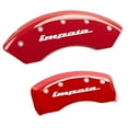 thumbnail image 1 of MGP Caliper Covers 14223SIMPRD 'Impala' Engraved Caliper Cover with Red Powder Coat Finish and Silver Characters, (Set of 4), 1 of 6