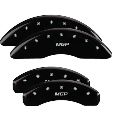 MGP 4 Caliper Covers Engraved Front Rear MGP Black Finish Silver Char 2018 Nissan Titan XD - 17222SMGPBK