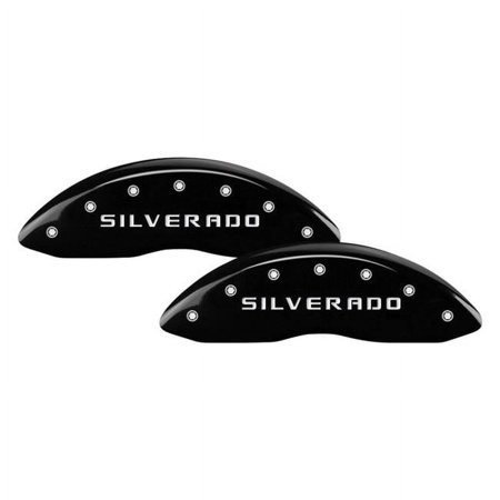 MGP Caliper Covers Black Front & Rear Silver Characters Caliper Covers for 2014-2018 Chevy Silverado 1500, Set of 4