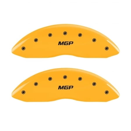 MGP Caliper Covers Engraved Front & Rear MGP Caliper Cover - Yellow Powder Coat - Black Characters - Set of 4