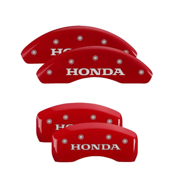 MGP Caliper Covers MGP20224SHONRD Gloss Caliper Covers with Honda Engraving, Red - Set of 4