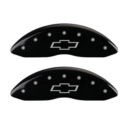 MGP Front set 2 Caliper Covers Engraved Front Bowtie Black finish silver ch Fits select: 2011-2012 CHEVROLET COLORADO LT, 2004-2010 CHEVROLET COLORADO