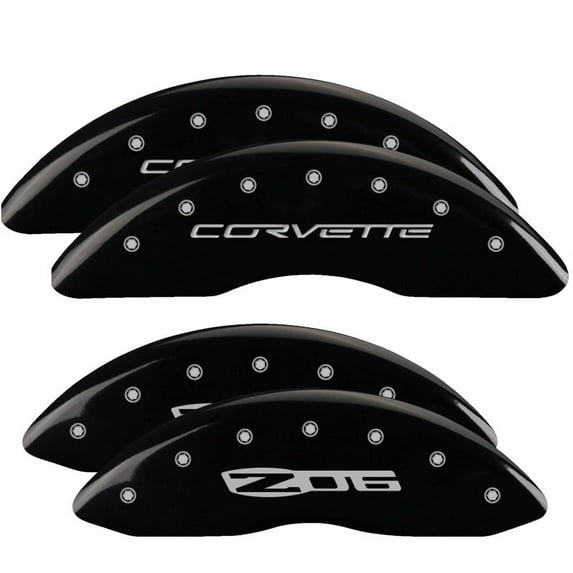 MGP Front set 2 Caliper Covers Engraved Front Bowtie Matte Black finish silver ch
