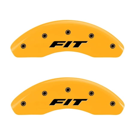 MGP Front set 2 Caliper Covers Engraved Front FIT Yellow finish black ch Fits select: 2009-2012 HONDA FIT SPORT, 2013 HONDA FIT