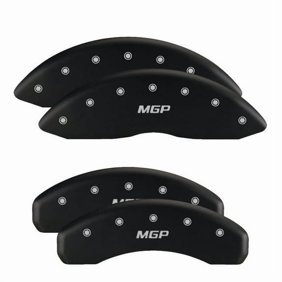 MGP Front set 2 Caliper Covers Engraved Front MGP Black finish silver ch Fits select: 2012-2015 TOYOTA SCION IQ