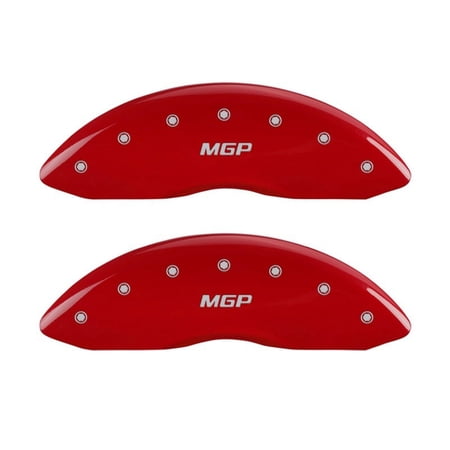 MGP Front set 2 Caliper Covers Engraved Front MGP Red finish silver ch Fits select: 2002 FORD ECONOLINE E150 VAN, 2001 FORD ECONOLINE E150 WAGON
