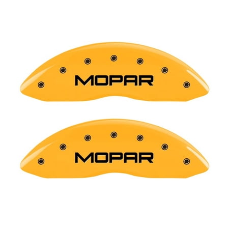 MGP Front set 2 Caliper Covers Engraved Front MOPAR Yellow finish black ch Fits select: 2016-2019 JEEP COMPASS LATITUDE, 2014-2016 JEEP PATRIOT SPORT