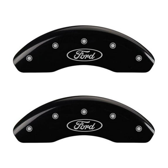 MGP Front set 2 Caliper Covers Engraved Front Oval logo/Ford Black finish silver ch Fits select: 2008-2012 FORD ESCAPE XLT