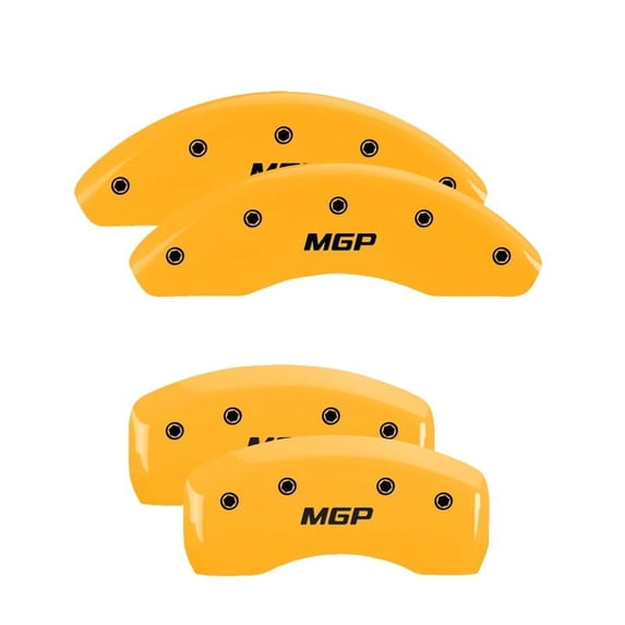 MGP Front set 2 Caliper Covers Engraved Front Oval logo/Ford Yellow finish black ch Fits select: 2011-2017 FORD FIESTA SE